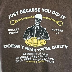 Brown Graphic Tee with Skeleton Design